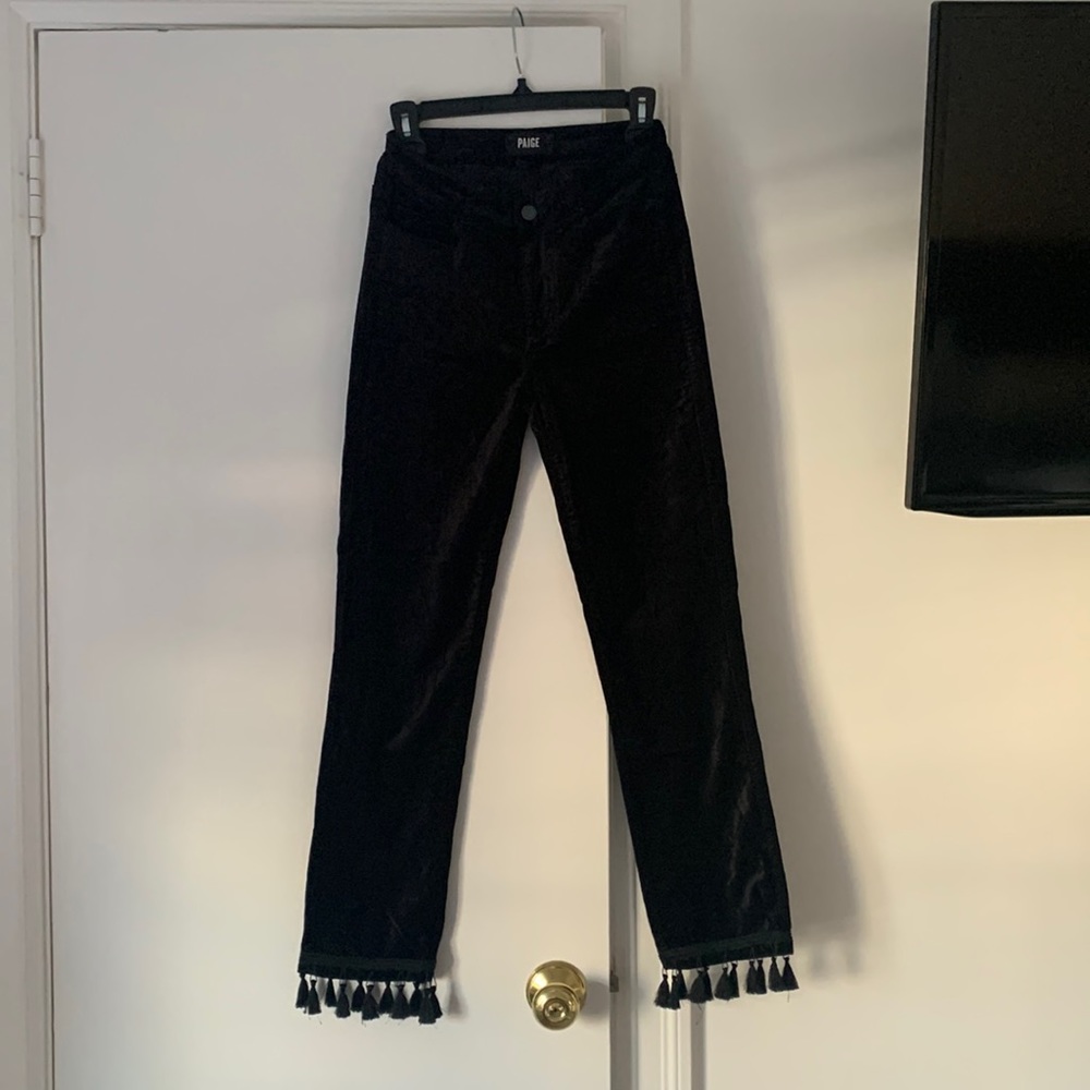 Paige velvet cropped tassle pants